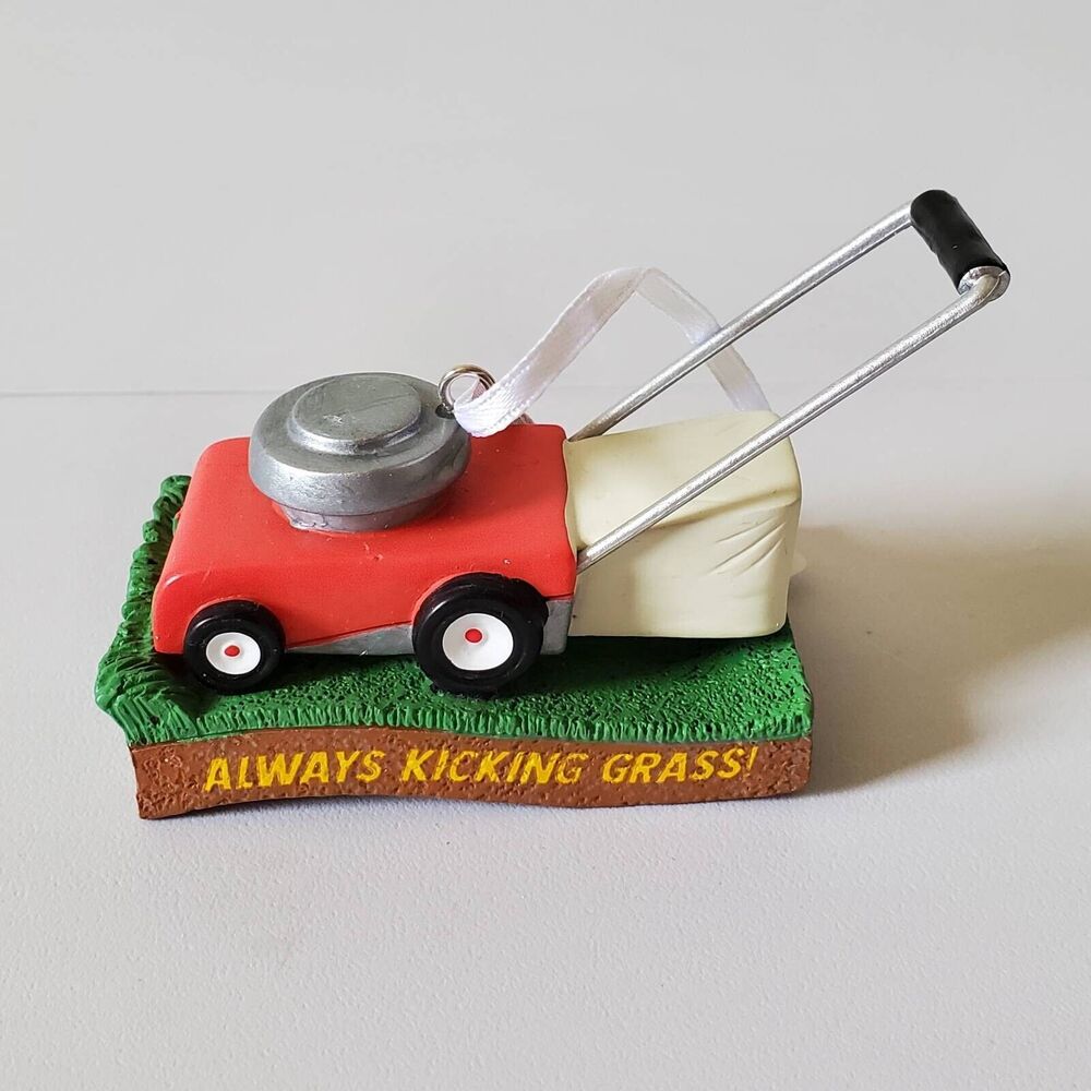 Hallmark Ornament Always Kicking Grass! Lawn Mower Red Holiday Christmas New